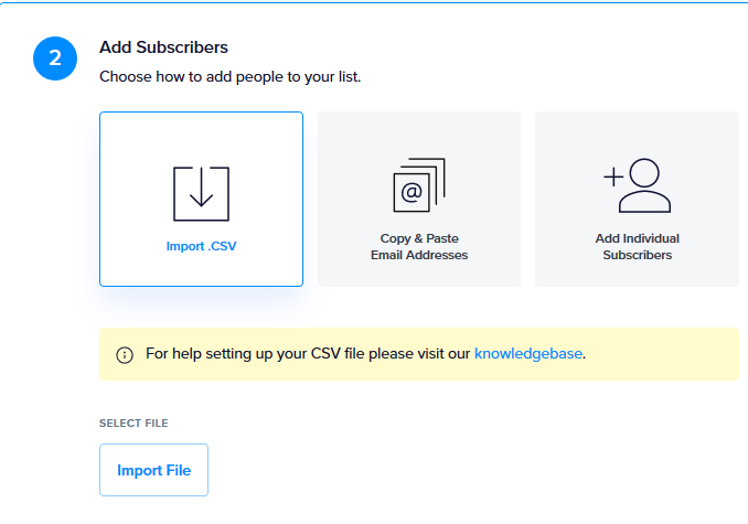 The CSV import option on the Promoter Lists page
