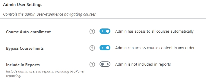 Admin user settings on LearnDash back end