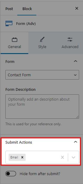 advanced form submit actions email