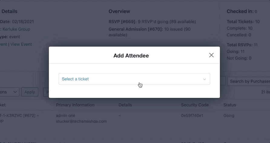 Selecting a ticket or RSVP when an event has multiple