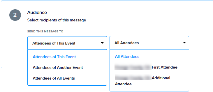 The audience selector in the Promoter message editor