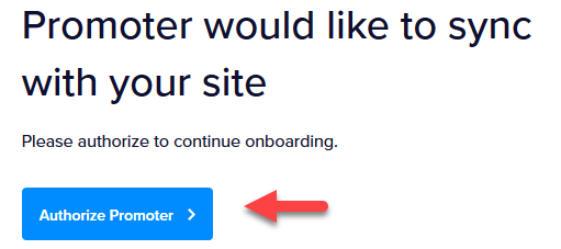 The Promoter authorization screen