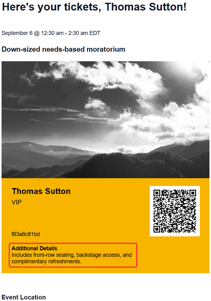 Ticket Description in Ticket Confirmation Email