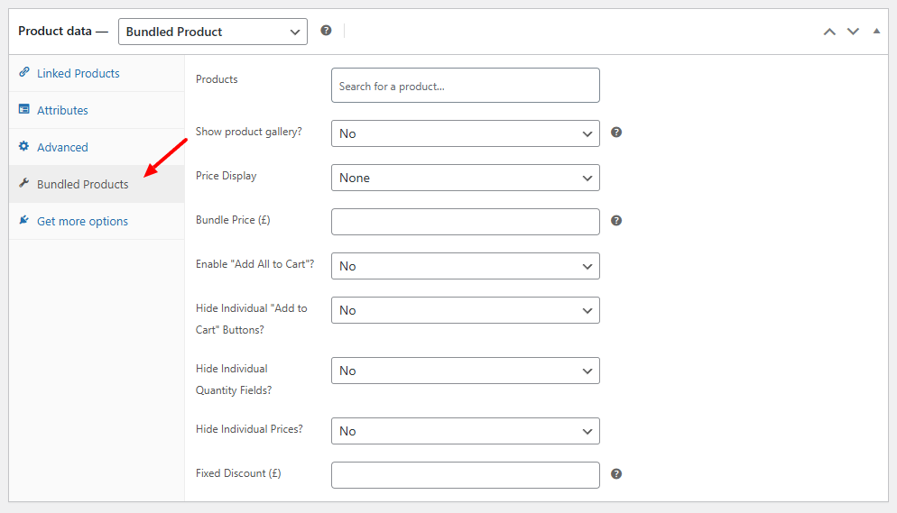 bundled products tab