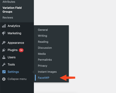 Settings > FacetWP