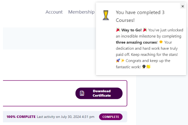 completed achievements