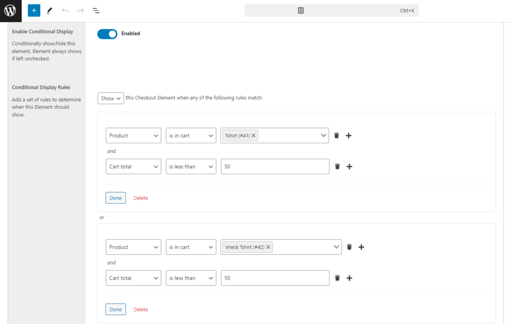 conditional logic flux checkout