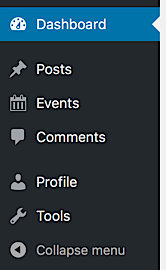 Limited selection of sidebar items for the Contributor user role