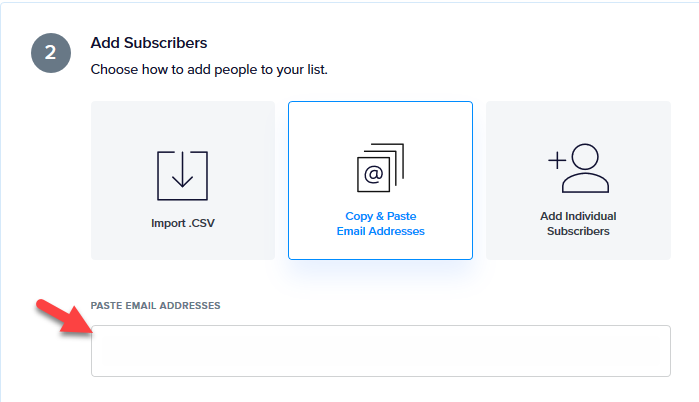The copy and paste email addresses option on the Promoter Lists page