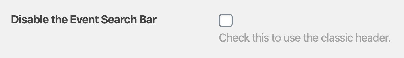 The Disable the Event Search Bar checkbox in calendar settings