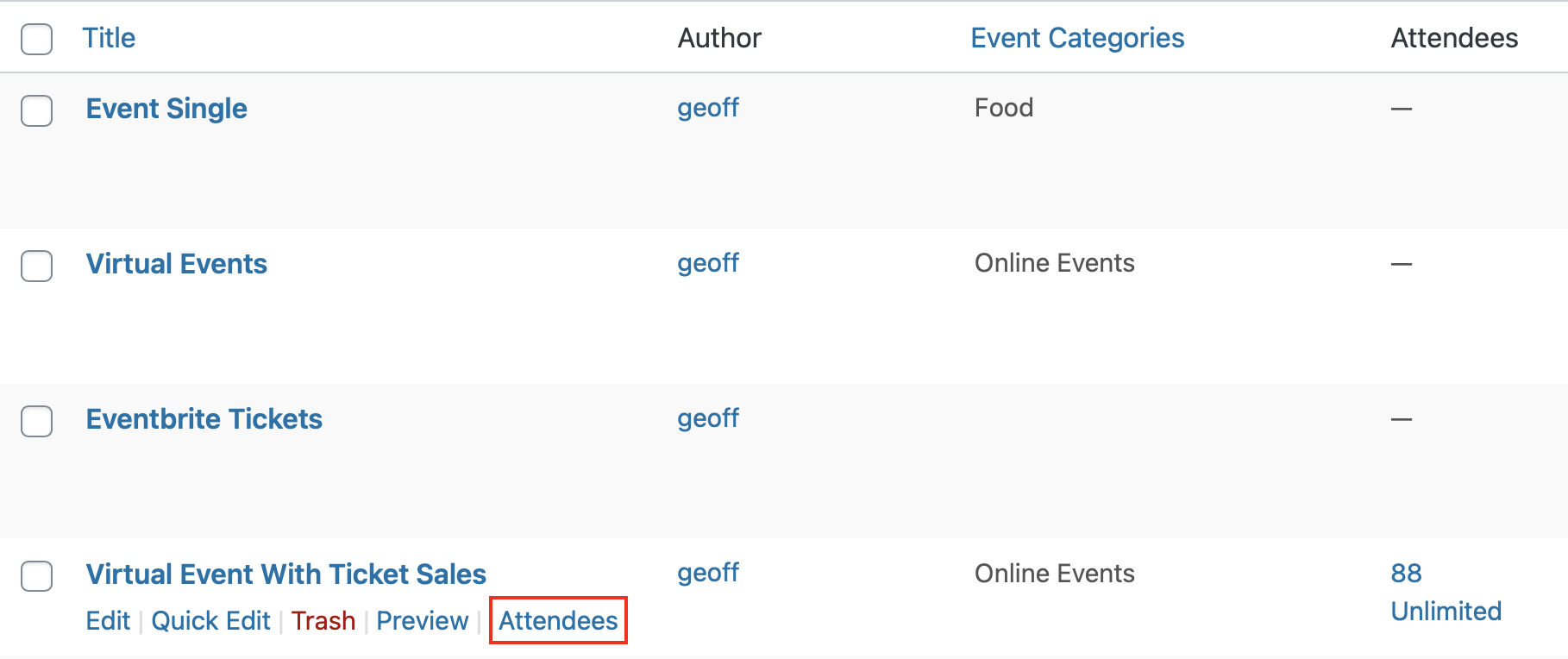 attendee information