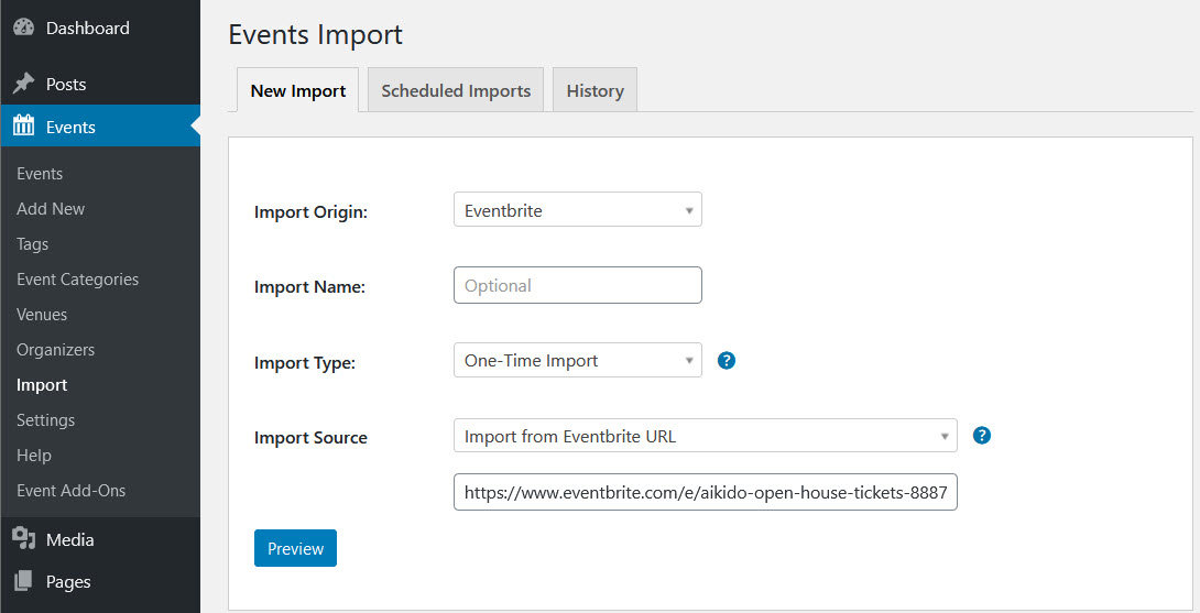 Eventbrite Import Origin