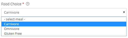 Select field frontend view