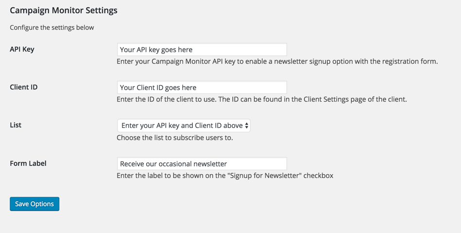 Campaign Monitor settings for Restrict Content Pro