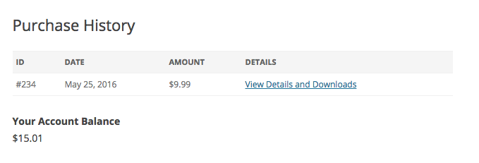 The EDD Wallet balance after purchase