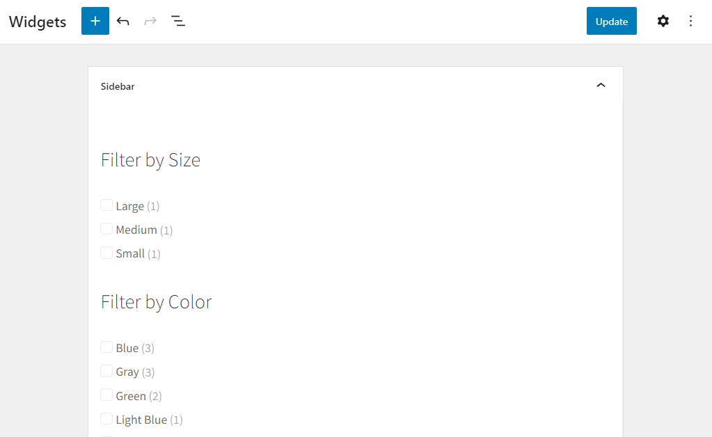 filled widget area