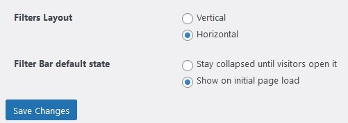 Layout and default state settings for Filter Bar under Events > Settings > Filters