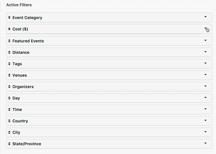 Modify Filter Bar Active Filter Options
