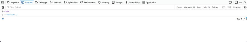 The console for the Mozilla Firefox browser