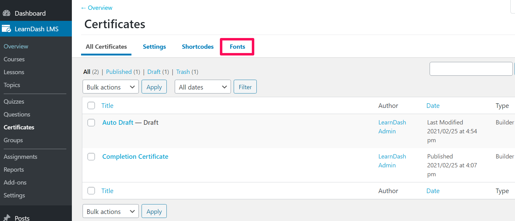 Font Settings
