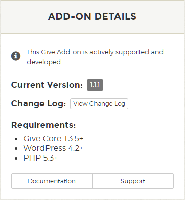 Give Add-on Minimum Requirements