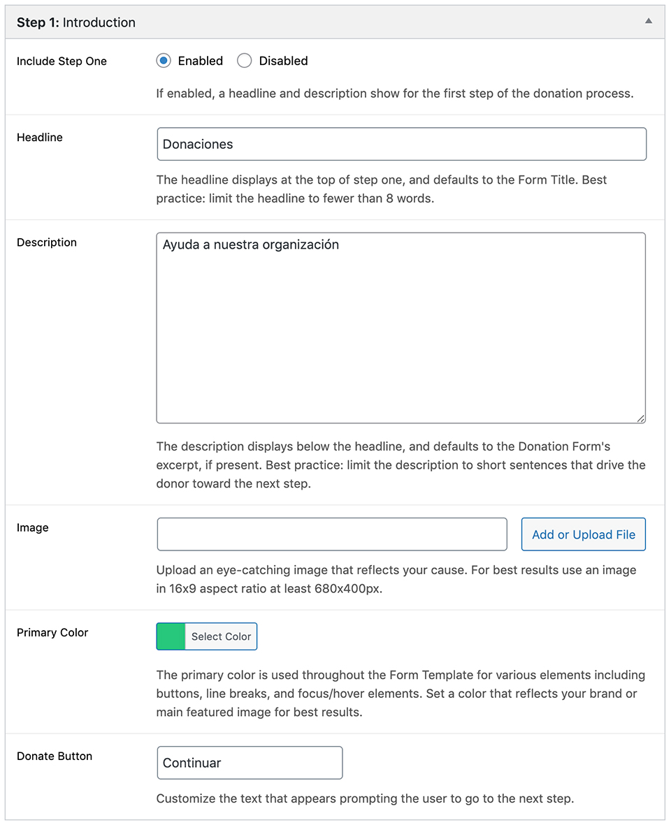 GiveWP Multi-Step Form Step 1