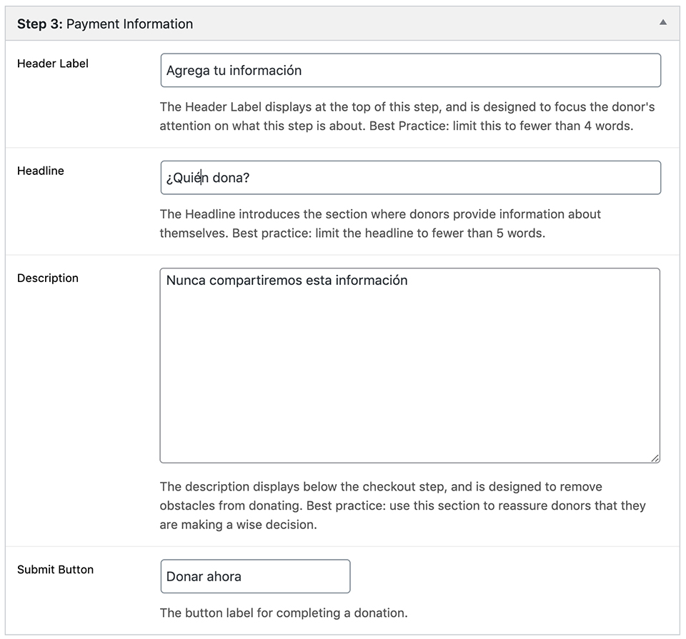 GiveWP Multi-Step Form Step 3