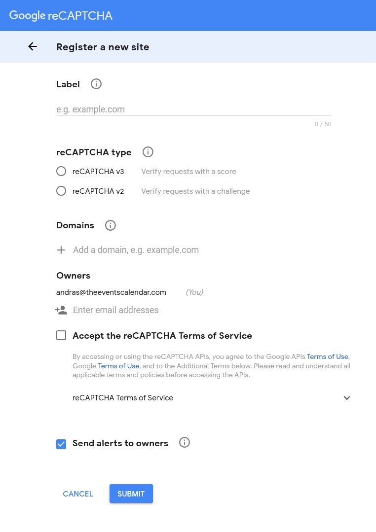 Registering a new site for Google reCAPTCHA