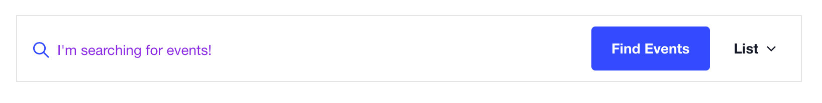 The calendar search bar with custom violet text color
