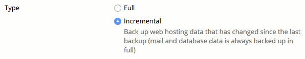 choosing a full or incremental backup