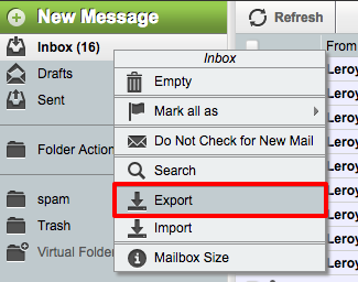 exporting webmail