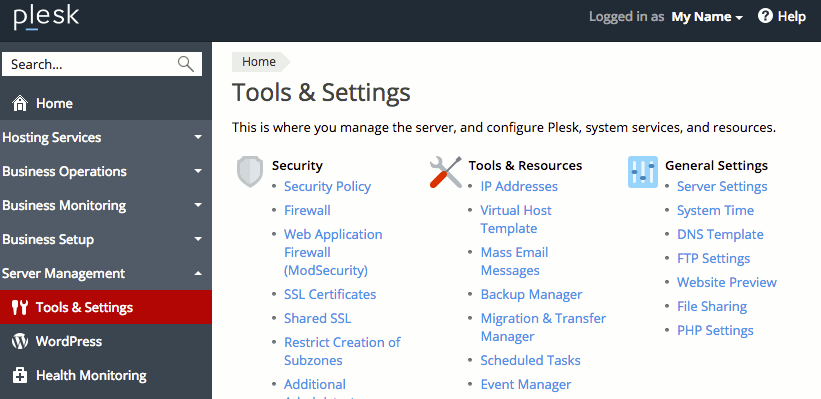 tools and settings menu