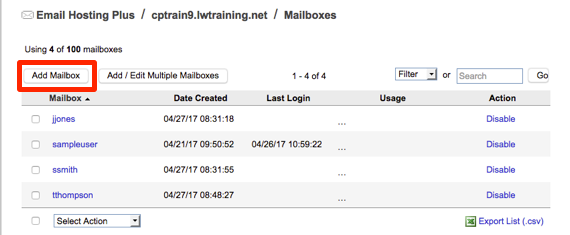 add mailbox button