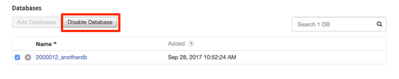 disable database button highlighted
