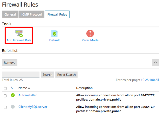 add firewall rule highlighted