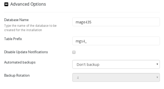 advanced options section