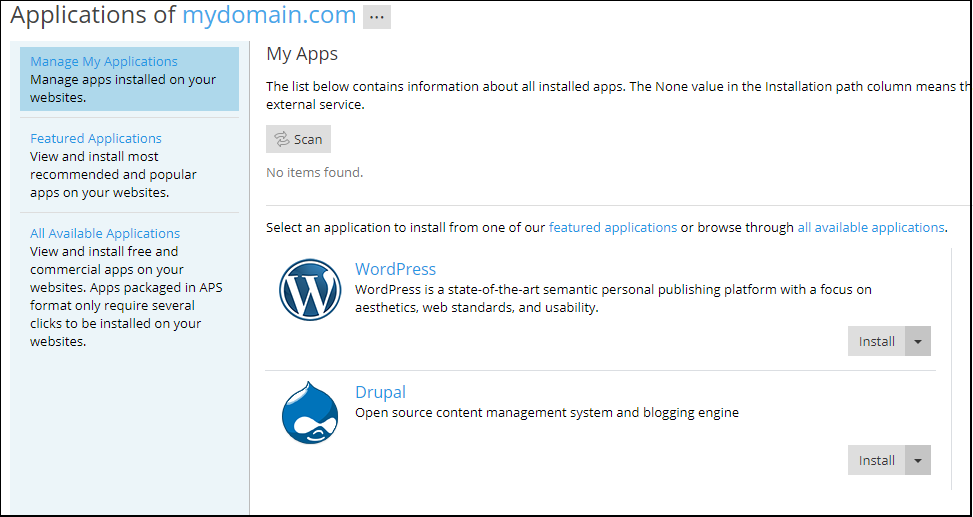 applications screen