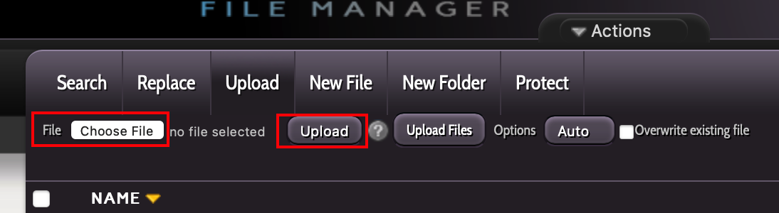 choose file link highlighted
