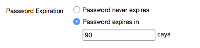 password expiration set to 90 days