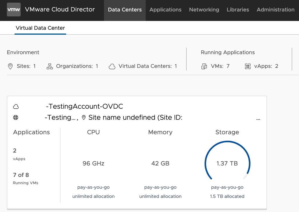 vdc overview page