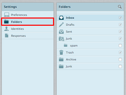 Roundcube folders