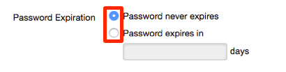 radio buttons highlighted