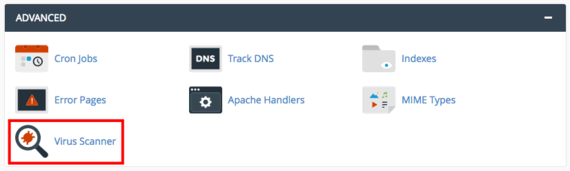 virus scanner button highlighted
