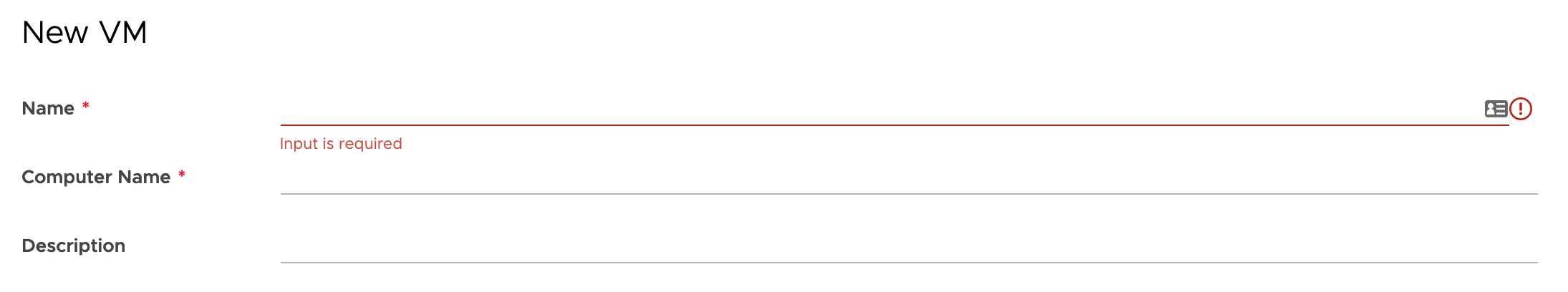 new vm name field