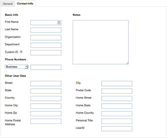 contact info tab