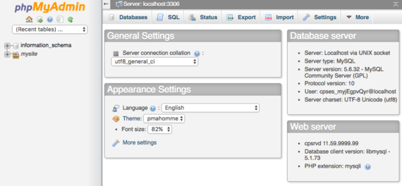 php admin home