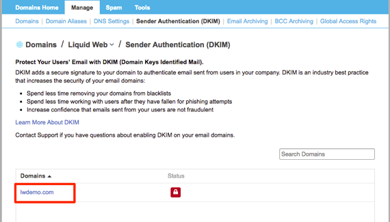domain highlighted