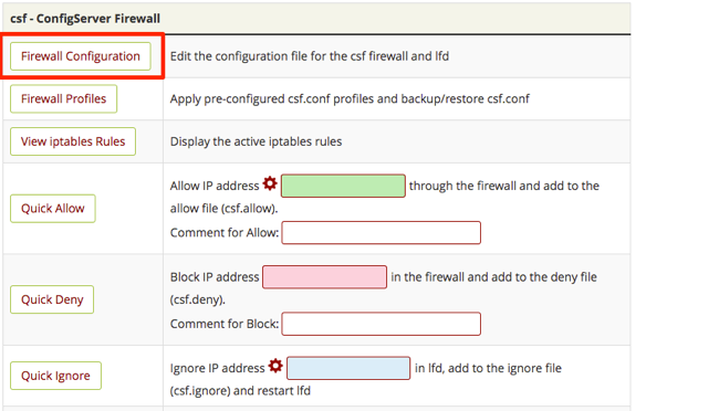 firewall configuration button highlighted