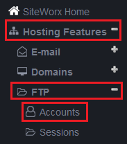ftp account link highlighted