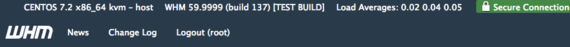 version showing at top of whm home page